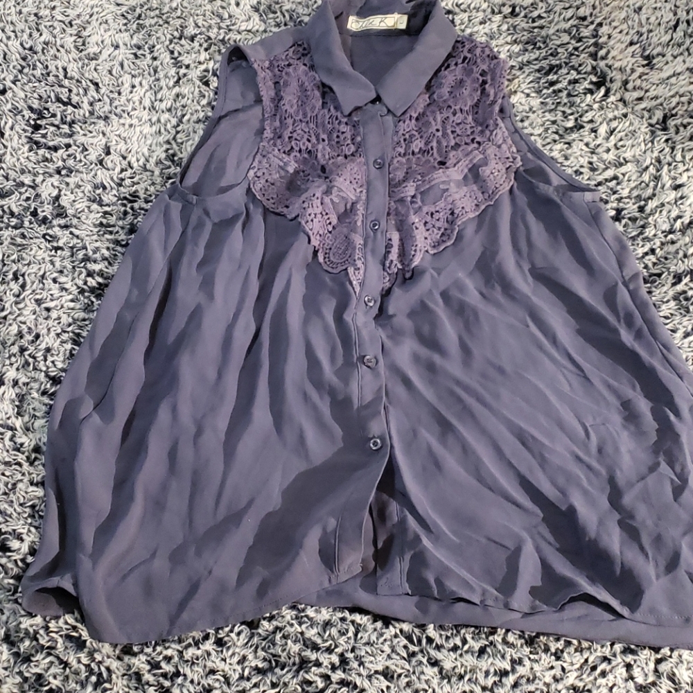 Chloe K button up blouse with embroidery